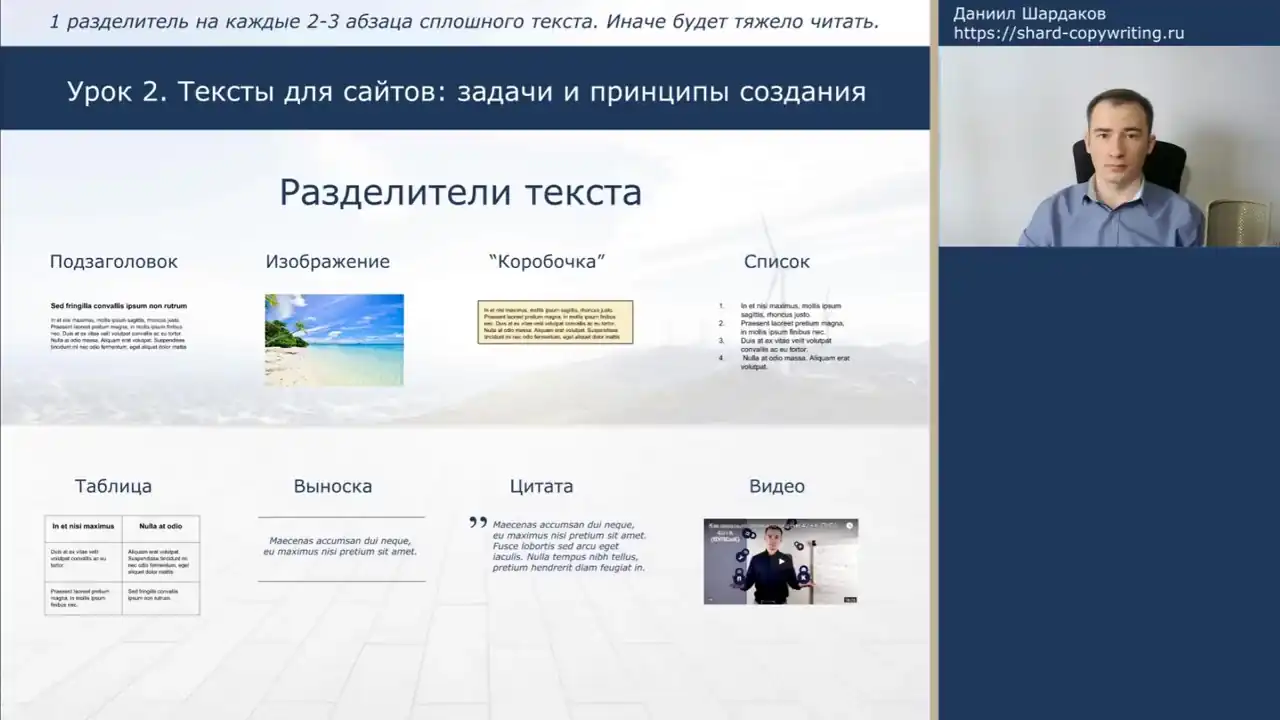 Урок №2. Тексты для сайтов и их основные задачи